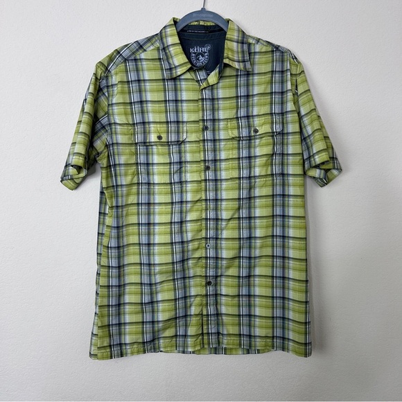 Kuhl Eluxer green plaid button down shirt short sleeve Size - Medium - Picture 1 of 7